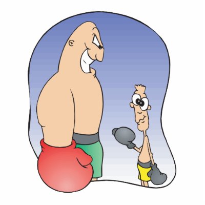 big guy vs little guy funny boxing cartoon photo sculptures by sports_shop