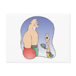 big guy vs little guy funny boxing cartoon postcards