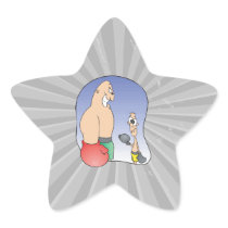 big guy vs little guy funny boxing cartoon star sticker