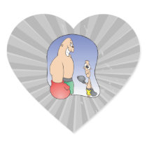 big guy vs little guy funny boxing cartoon sticker