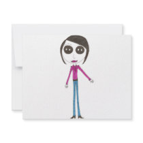 Big Head Button girl Custom Invites