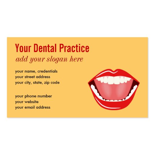 Big Mouth Gold Professional Dental Business Cards