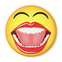 Big Mouth Humour Laughing Funny Round Magnets