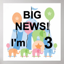 Big News Circus 3rd Birthday Tshirts and Gifts Posters