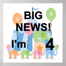 Big News Circus 4th Birthday T shirts and Gifts Posters