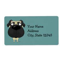 Big Nose Pug Personalized Shipping Labels