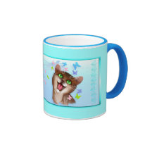 Big Orange Cat and Soft Butterflies Coffee Mug