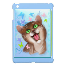 Big Orange Cat and Soft Butterflies iPad Mini Case