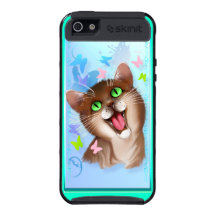 Big Orange Cat and Soft Butterflies iPhone Cases Cover For iPhone 5
