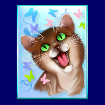 Big Orange Cat and Soft Butterflies posters