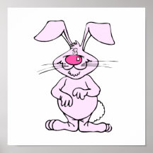big pink happy silly rabbit.png posters