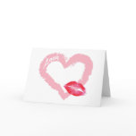 Big Pink Love Heart with Lips Card