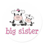 Big Sister Cow T-shirt Round Sticker