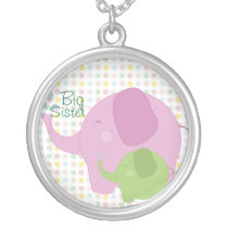 Big Sister Elephant Polka Dot Girls Necklace