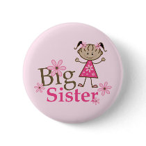 Big Sister Ethnic Stick Figure Girl Button