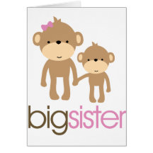Big Sister Monkey Pregnancy Announcement T-shirt Cards