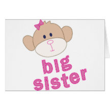Big Sister monkey T-shirt Greeting Cards