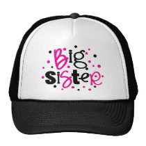 BIG SISTER pink /black Polka dot T-shirt hats