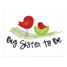 big sister to be christmas birdies post card