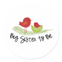big sister to be christmas birdies stickers