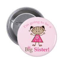 Big Sister To Be Stick Figure Girl Ethnic Pinback Button