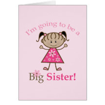 Big Sister To Be Stick Figure Girl Ethnic Card