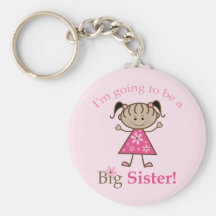 Big Sister To Be Stick Figure Girl Ethnic Key Chains