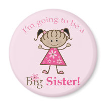 Big Sister To Be Stick Figure Girl Ethnic Fridge Magnet