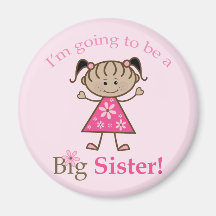 Big Sister To Be Stick Figure Girl Ethnic Fridge Magnet