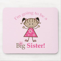 Big Sister To Be Stick Figure Girl Ethnic Mouse Mats