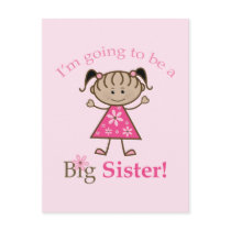 Big Sister To Be Stick Figure Girl Ethnic Post Card