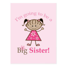 Big Sister To Be Stick Figure Girl Ethnic Post Card