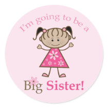 Big Sister To Be Stick Figure Girl Ethnic Stickers