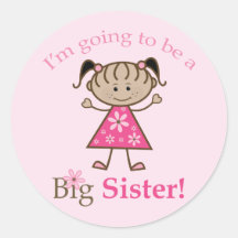 Big Sister To Be Stick Figure Girl Ethnic Stickers