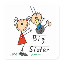 Big Sister with Little Brother Gifts Square Stickers