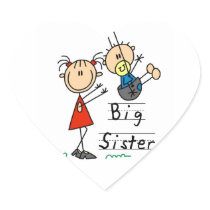 Big Sister with Little Brother Gifts Heart Sticker