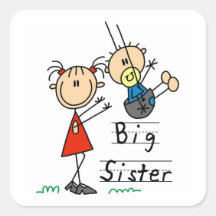 Big Sister with Little Brother Gifts Square Stickers