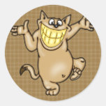 Big Smile Cartoon Cat Round Stickers