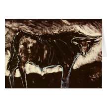 Big Steer with Blue Line Greeting Card