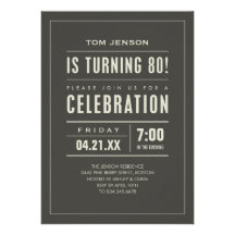 Big Type 80th Birthday Invitations