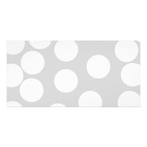 Big white dots on grey background. customized photo card