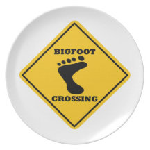 Bigfoot Crossing Street Sign Party Plate