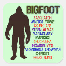 Bigfoot Names Stickers