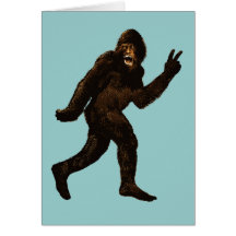 Bigfoot Peace Sign Greeting Cards