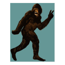 Bigfoot Peace Sign Postcard