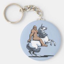 Bigfoot Riding a Unicorn Key Chains