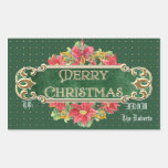 Bijou de guirlande de poinsettia de remous d'or de autocollants