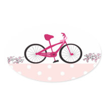 Bike for a Cure - Pink Bicycle Oval Sticker