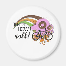 Bike How I Roll (Pink) Fridge Magnets