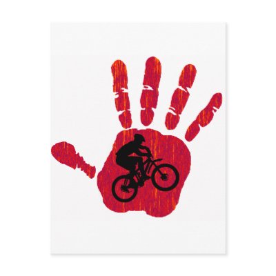 Bike Red Hands Post Cards by ninuno